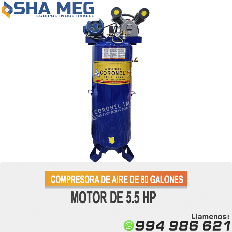 COMPRESORA-DE-AIRE-DE-80-GALONES-MOTOR-DE-5.5-HP.jpg COMPRESORA DE AIRE CR80G-5MT CORONEL - Imagen 1