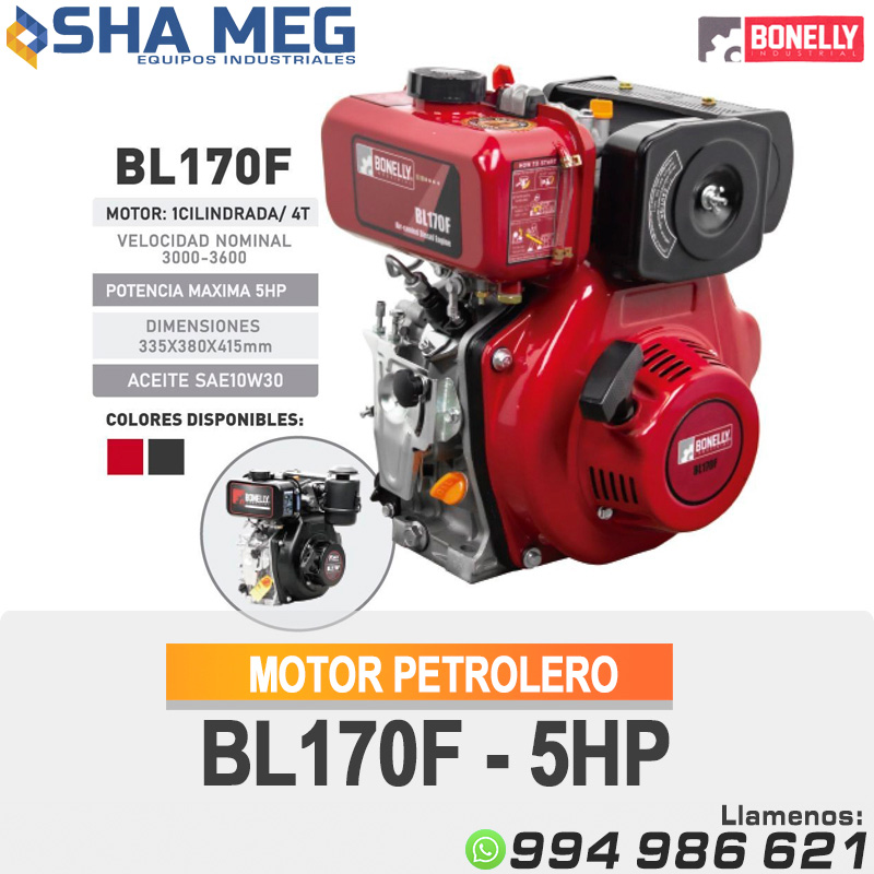 MOTOR-PETROLERO-BL170F-5HP.jpg MOTOR ESTACIONARIO DIESEL BL-170F BONELLY - Imagen 1